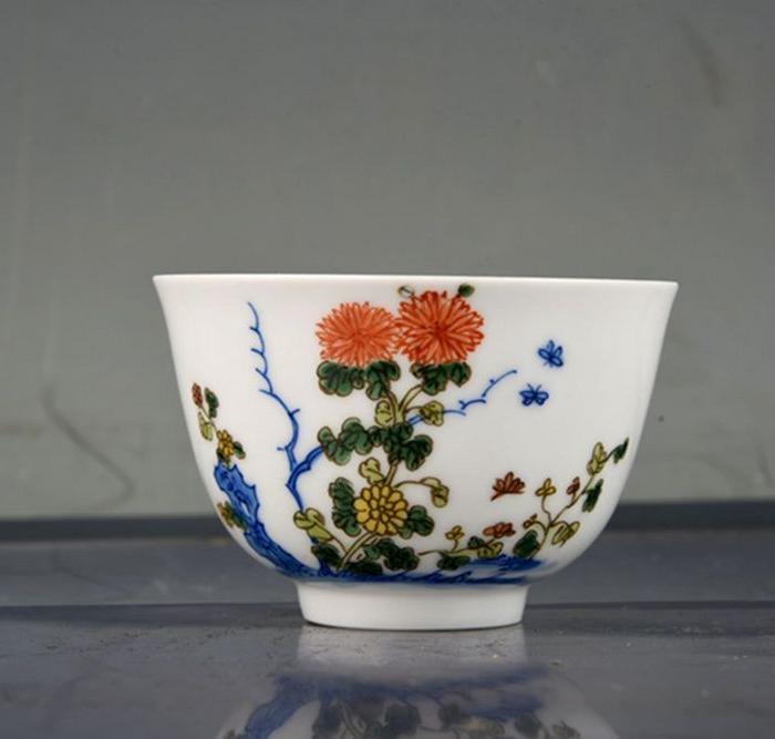 大清康熙年制斗彩十二花神杯 古玩古董古瓷器老货收藏