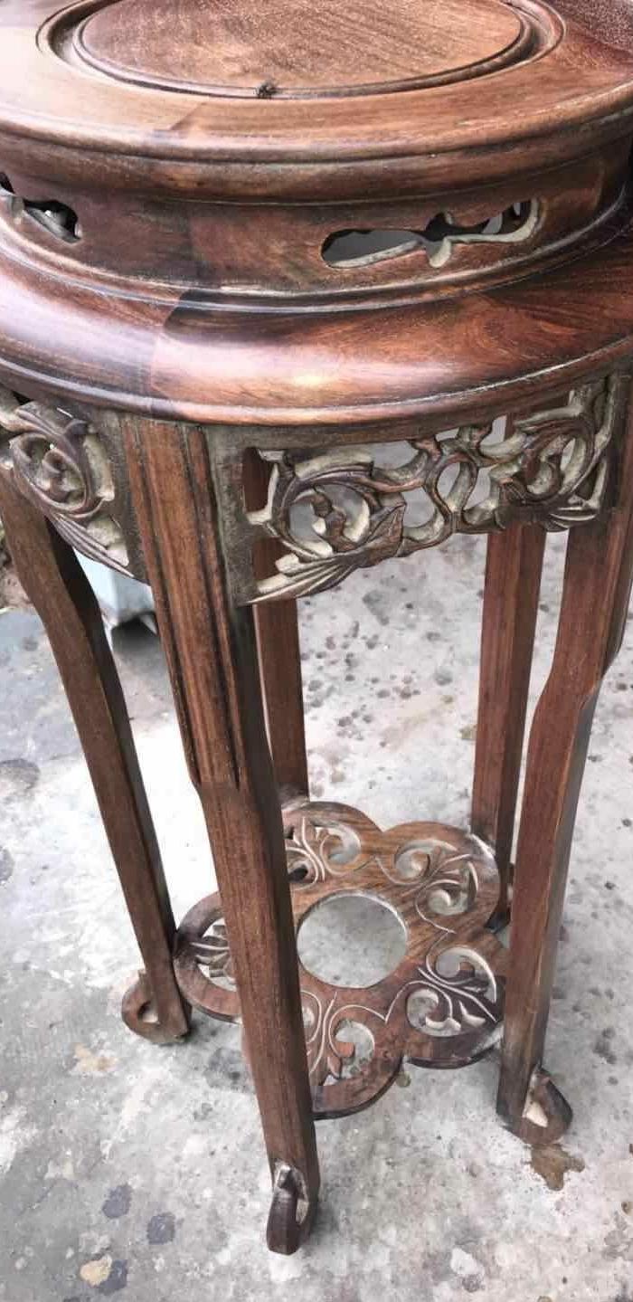 传世京作老家具 清代海南黄花梨花架一对