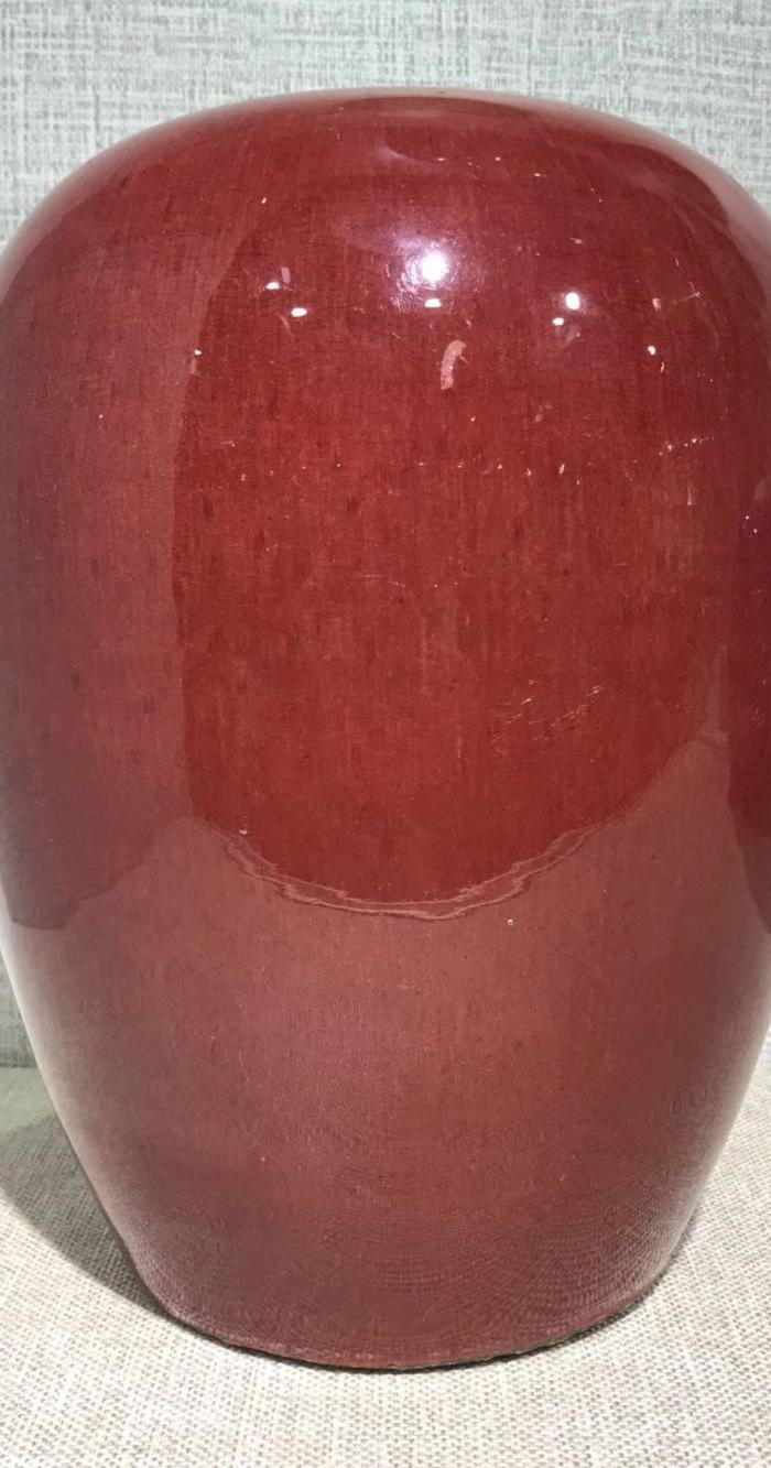 清中期朱砂红大冬瓜罐