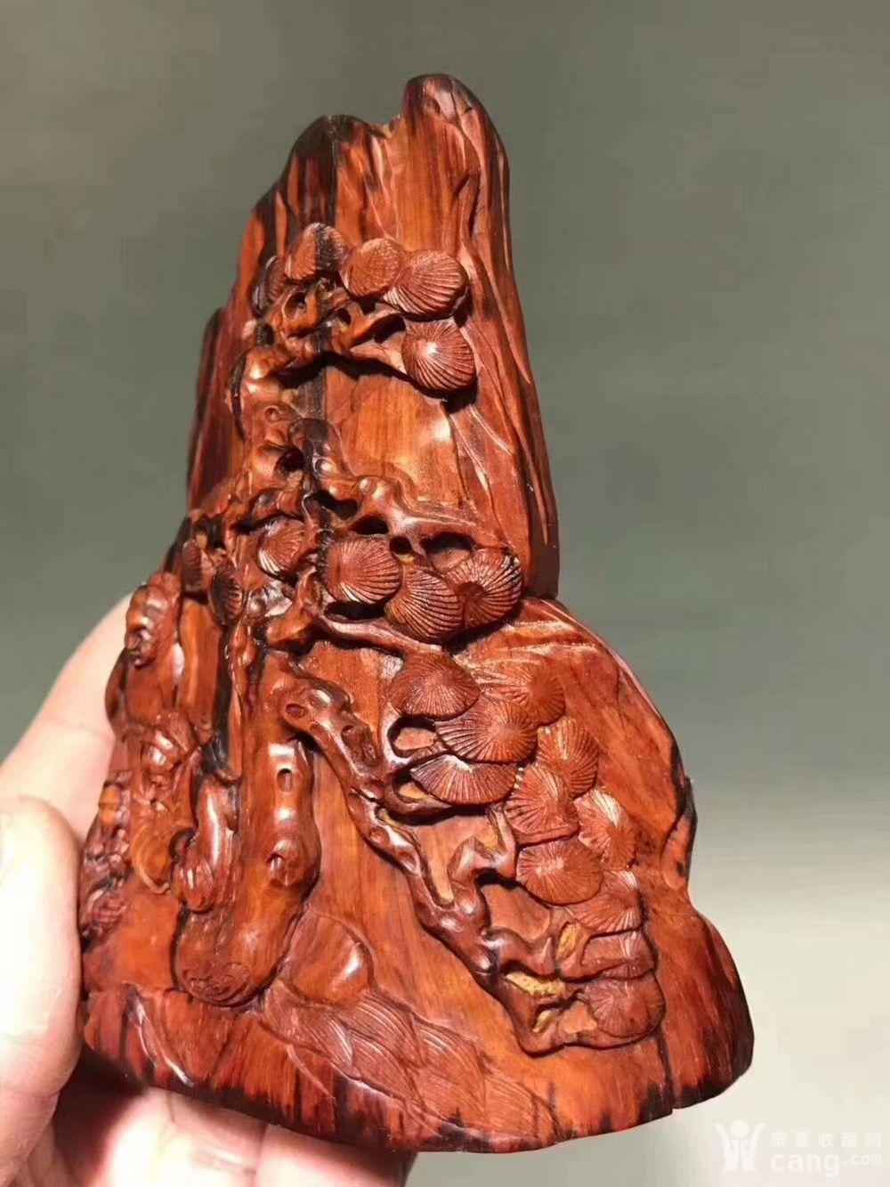 印度小叶紫檀木手工雕刻,松树人物山子摆件