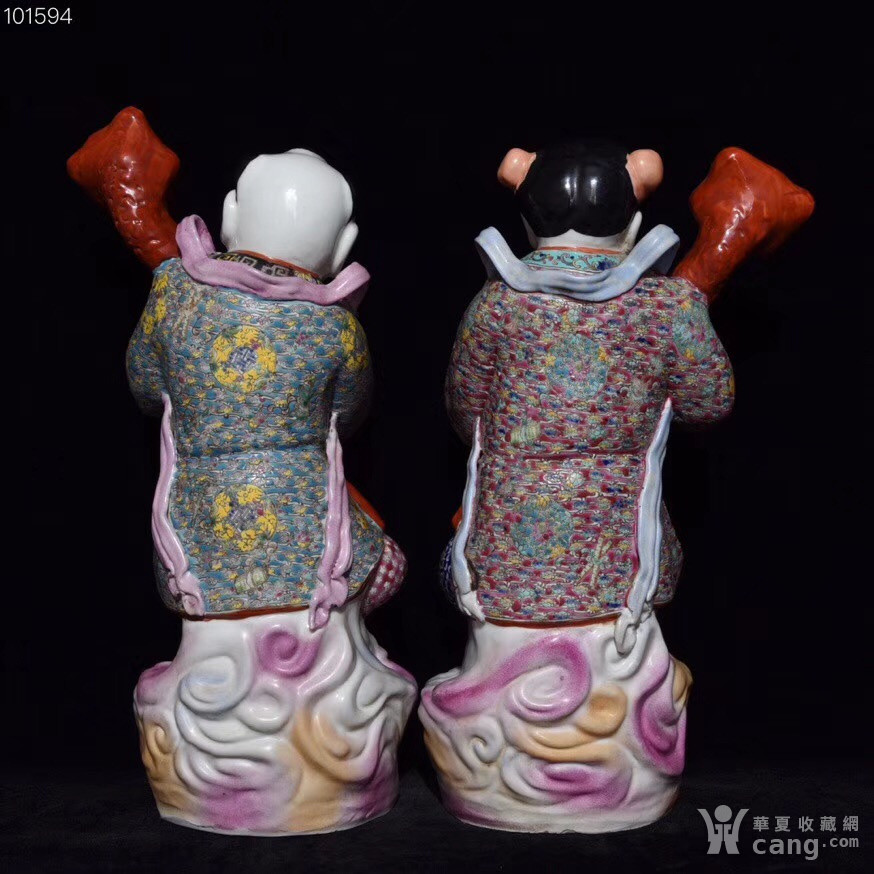 民国福建会馆游长子造粉彩童男童女像