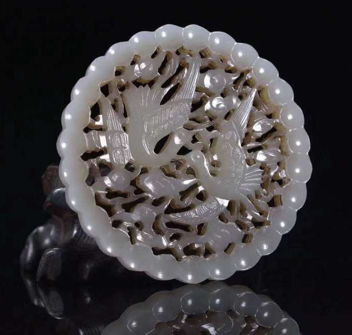 和田玉比翼双飞牌