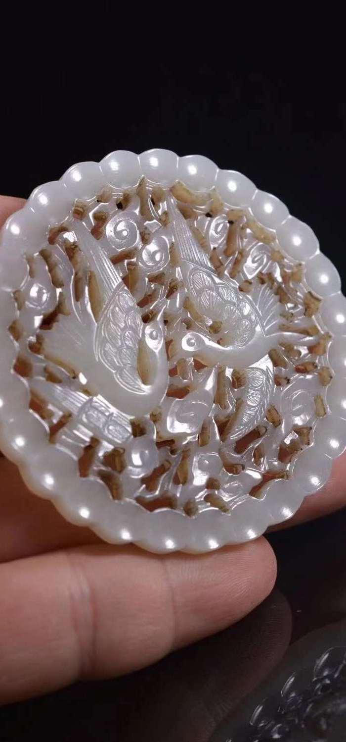 和田玉比翼双飞牌