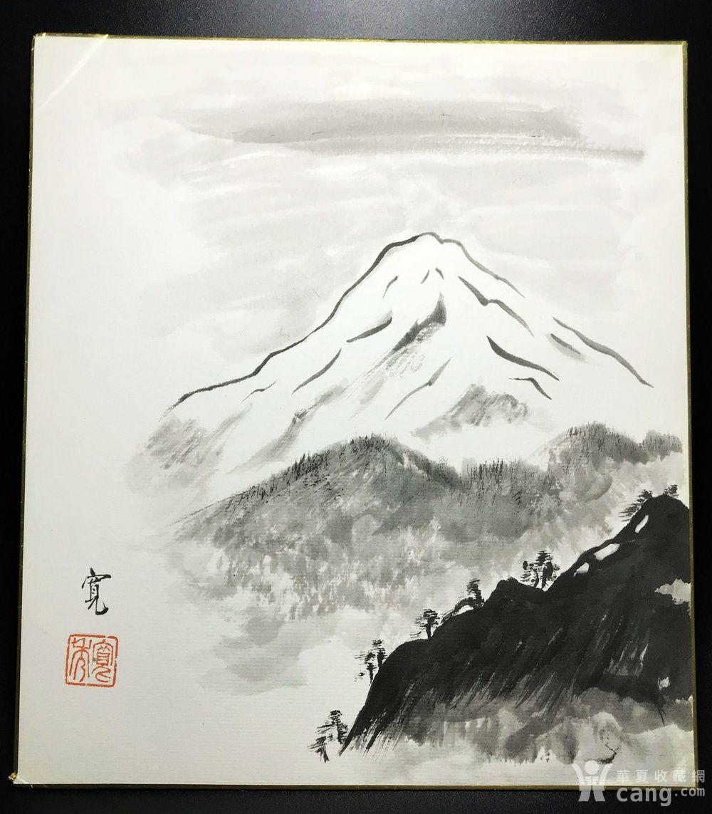 国外画家纯手绘富士山水墨画!有款!