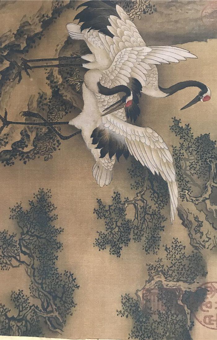 唐寅鹤鹿同春图