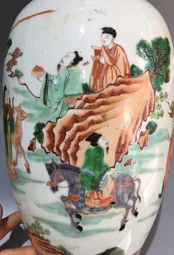 五彩人物大瓶一对