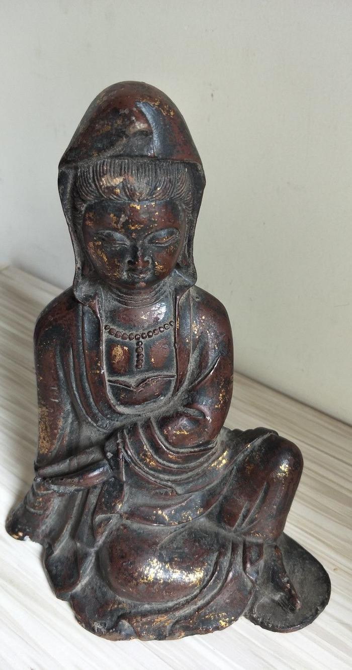 民国,铁镏金佛像.