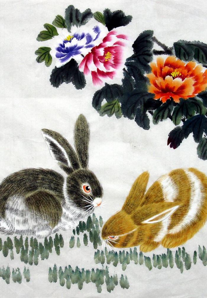张容183 三尺斗方工笔动物国画字画 183 吉祥兔