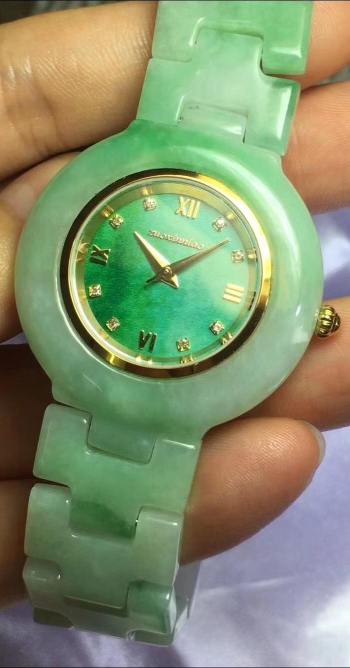 天然缅甸翡翠a货带底色手表