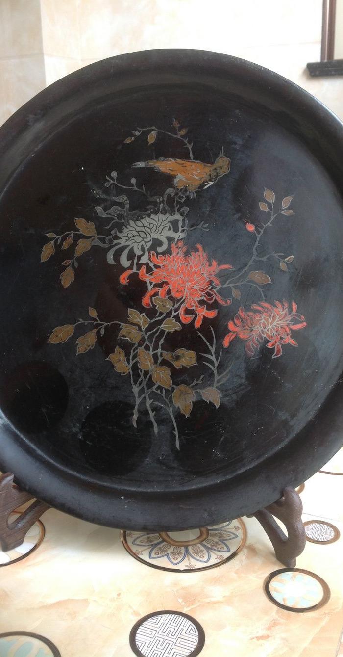 民国福州脱胎漆器花鸟赏盘