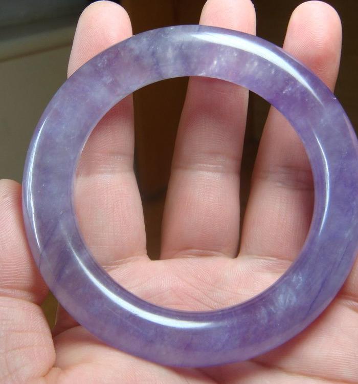 玻璃种紫罗兰翡翠圆条镯子2