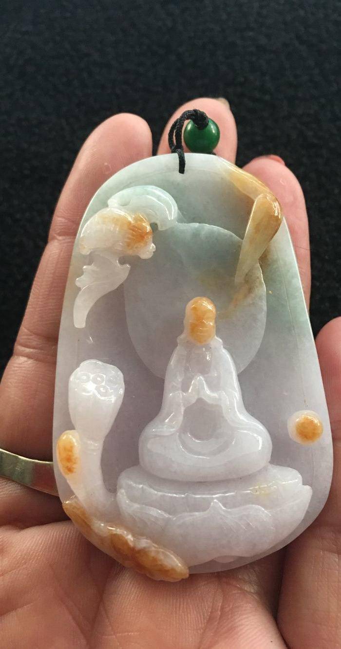 天然缅甸翡翠a货巧雕 悟道