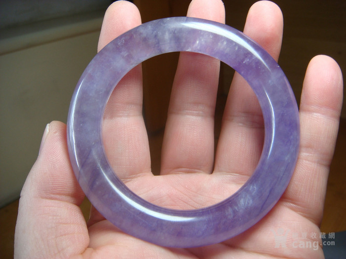 玻璃种紫罗兰翡翠圆条镯子2