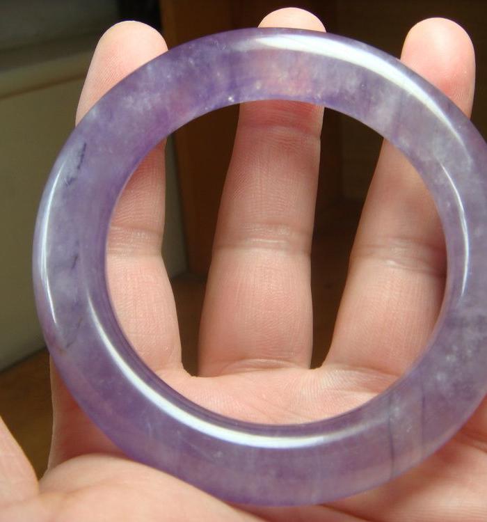 玻璃种紫罗兰翡翠圆条镯子2