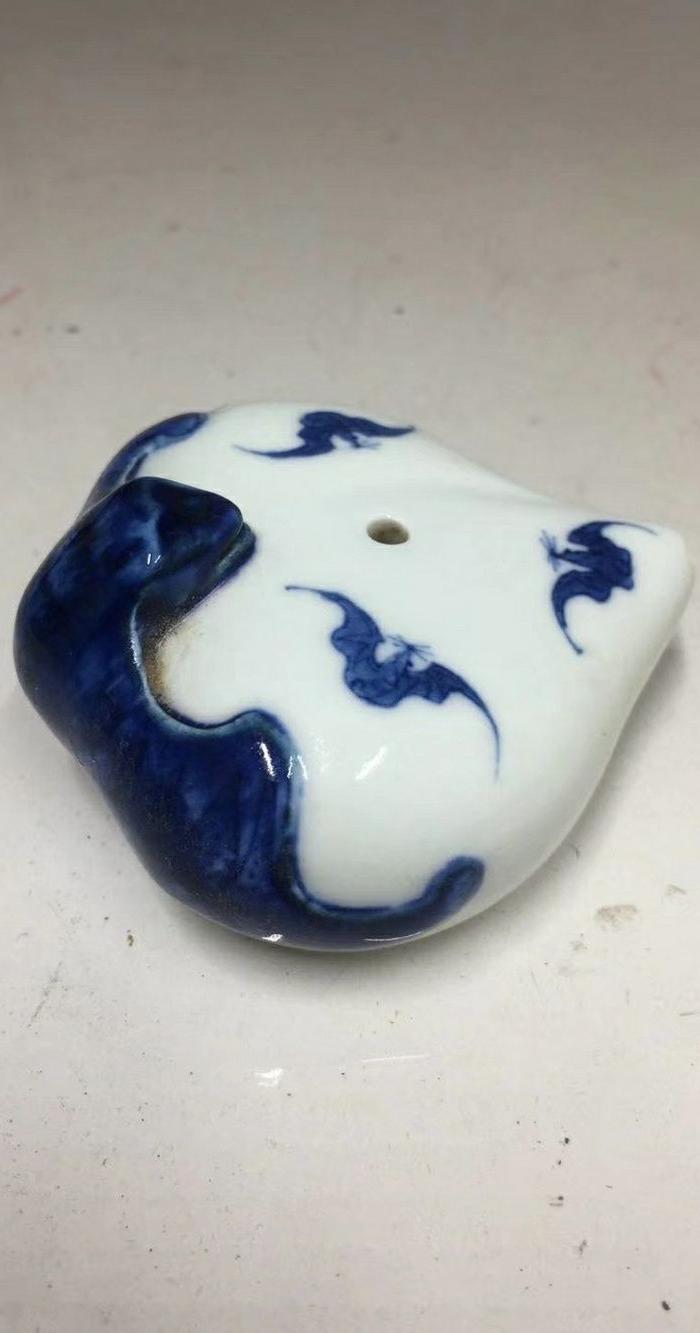 清,青花蝙fu纹水滴