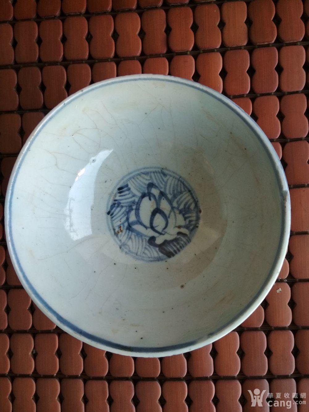 明代弘治青花蕉叶图纹碗