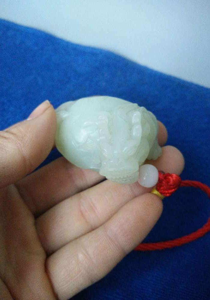 明代传世古玉老和田玉貔貅手把件