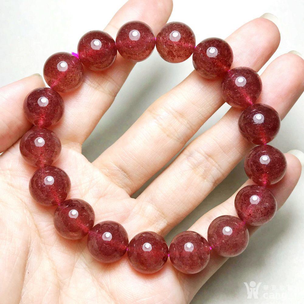 精品血红草莓晶!俄罗斯进口纯天然冰体满红水晶圆珠手串!