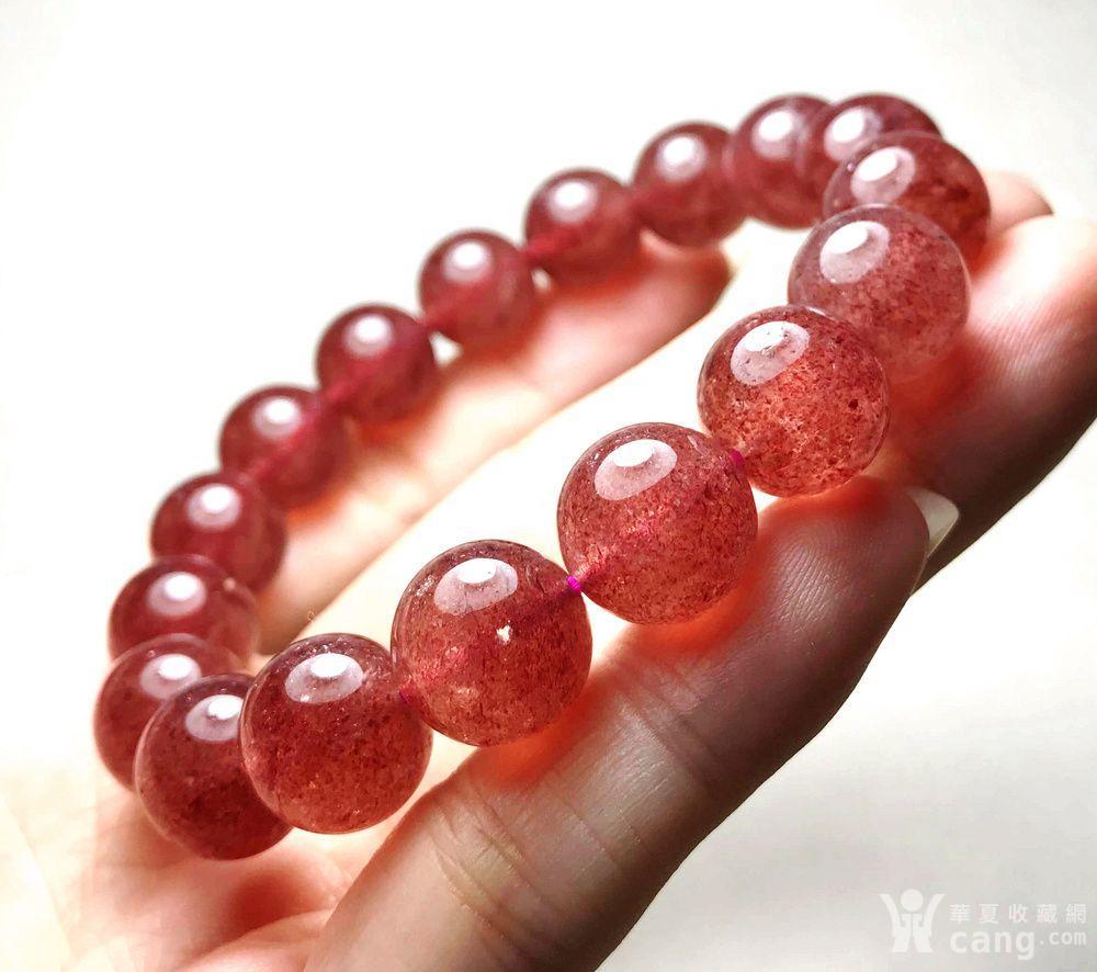 精品血红草莓晶!俄罗斯进口纯天然冰体满红水晶圆珠手串!