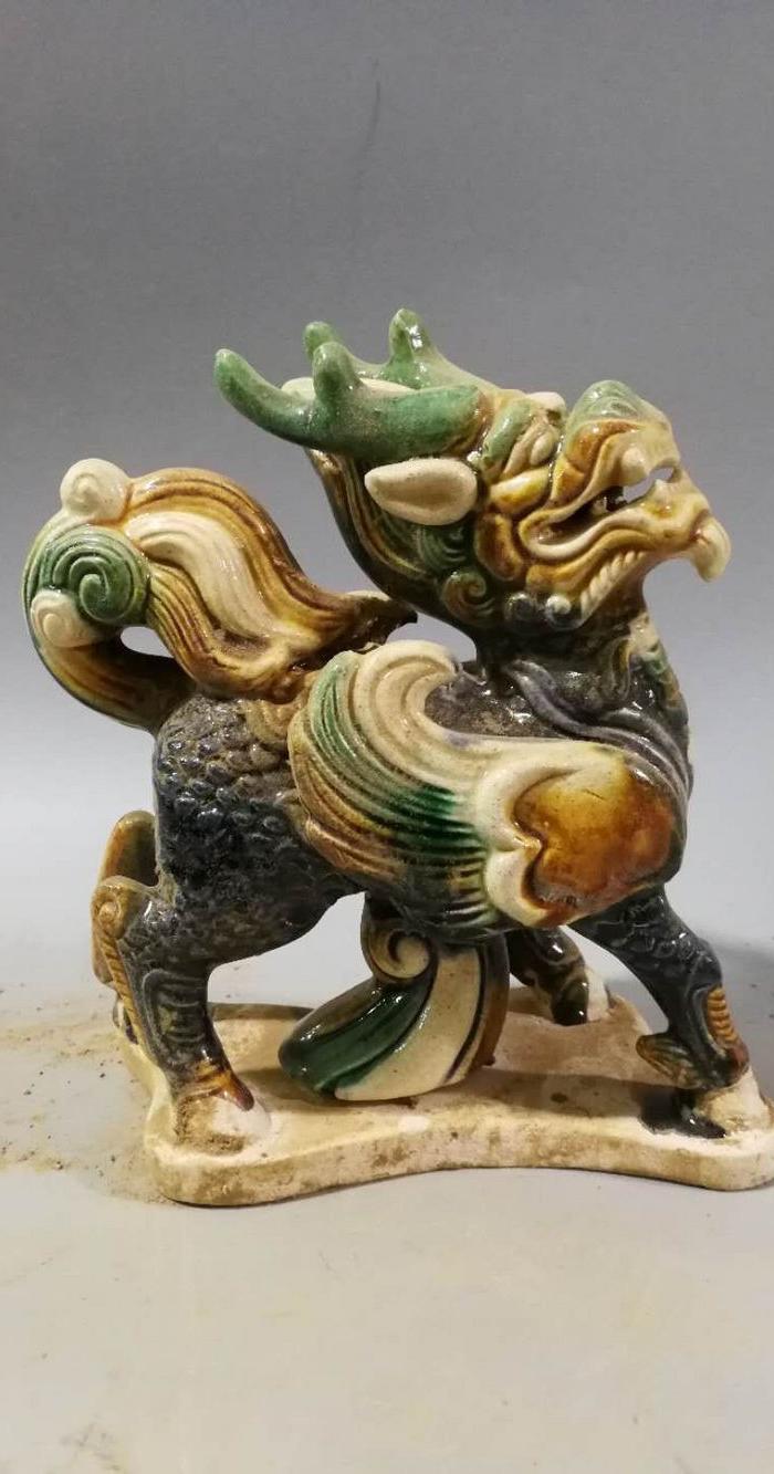 唐三彩麒麟一对