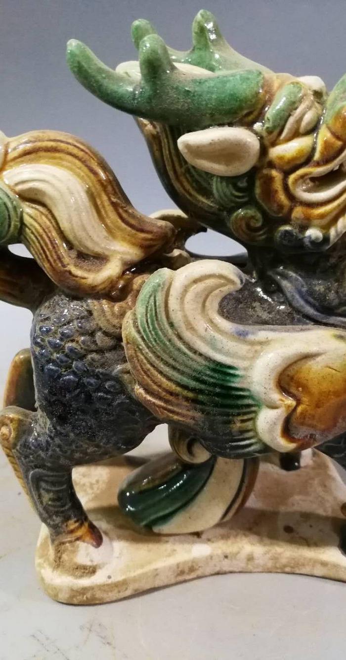 唐三彩麒麟一对