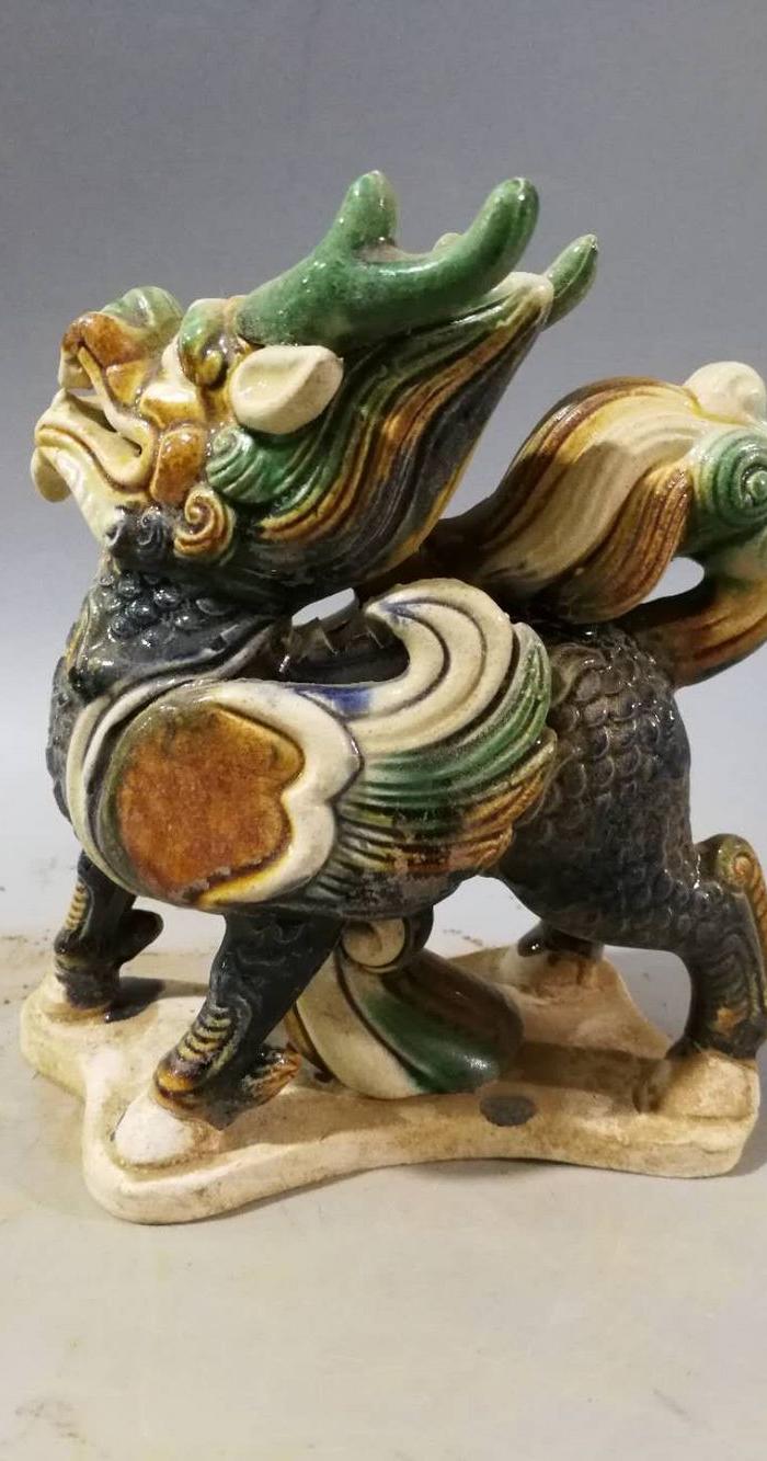 唐三彩麒麟一对