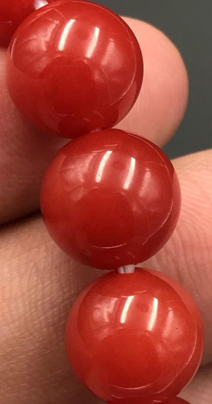 11毫米天然保山南红玛瑙柿子红手串36.9克