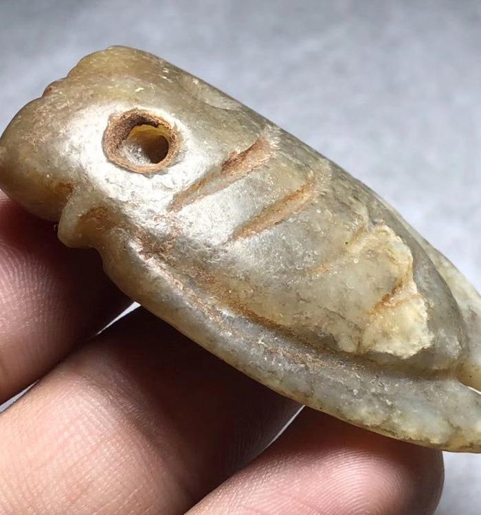 明代 和田玉糖料 玉蝉 手工雕刻 工艺精美 包浆自然