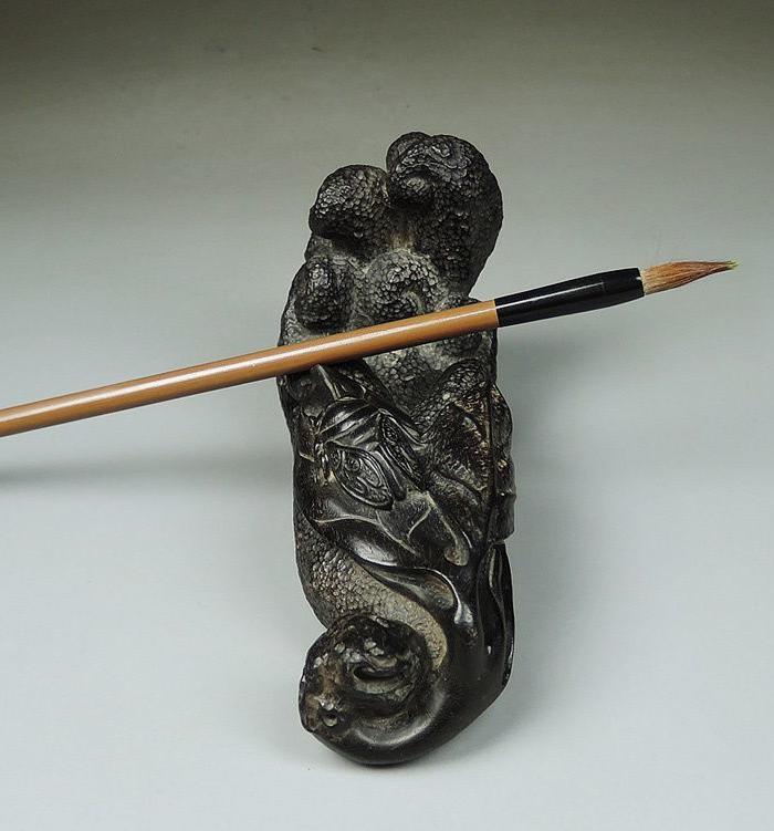 清代紫檀木雕佛手形笔架笔搁老木雕