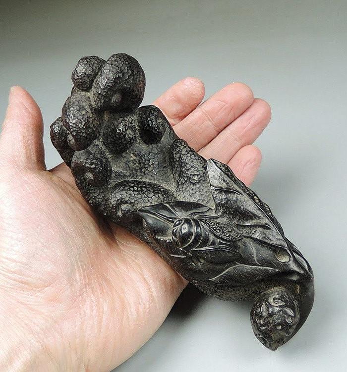 清代紫檀木雕佛手形笔架笔搁老木雕