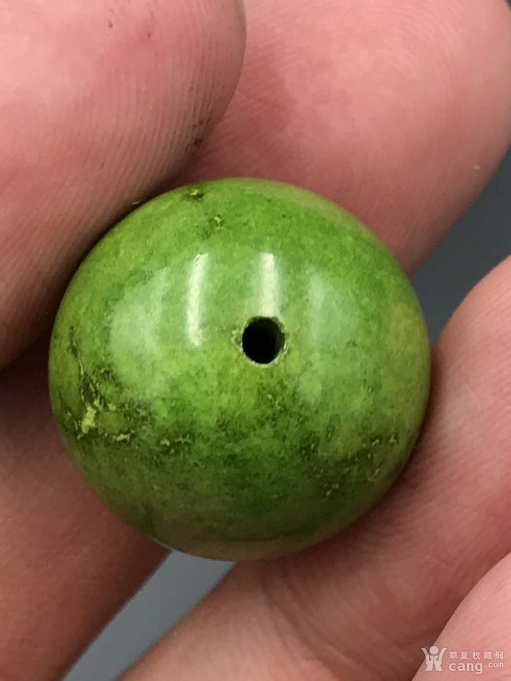 18.5毫米天然**原矿绿松石菜籽黄郧西料大圆珠配**9克