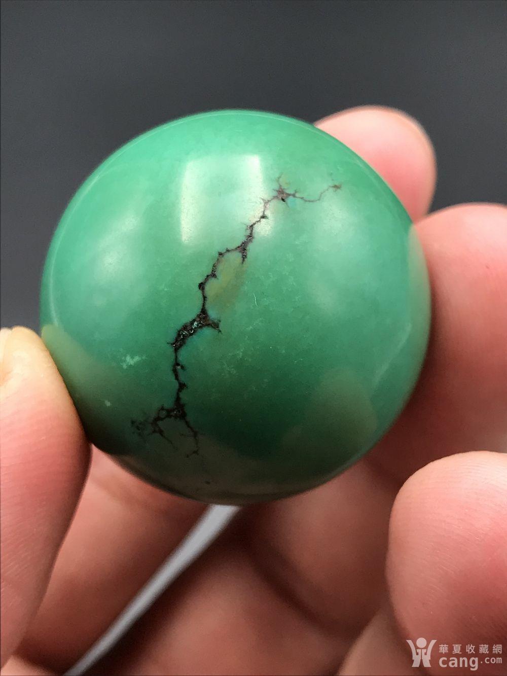 30毫米天然*原矿绿松石老油绿超大圆珠子38.3克