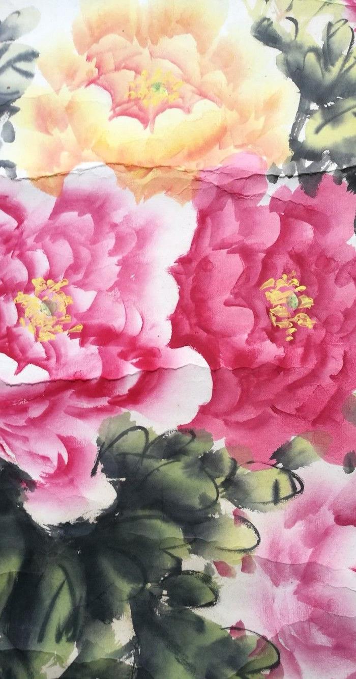 陈桂芳真迹 立轴牡丹