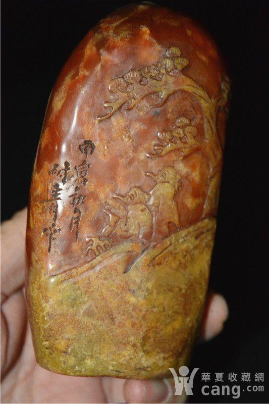 清代耐青款刻人物寿山石田黄老印章