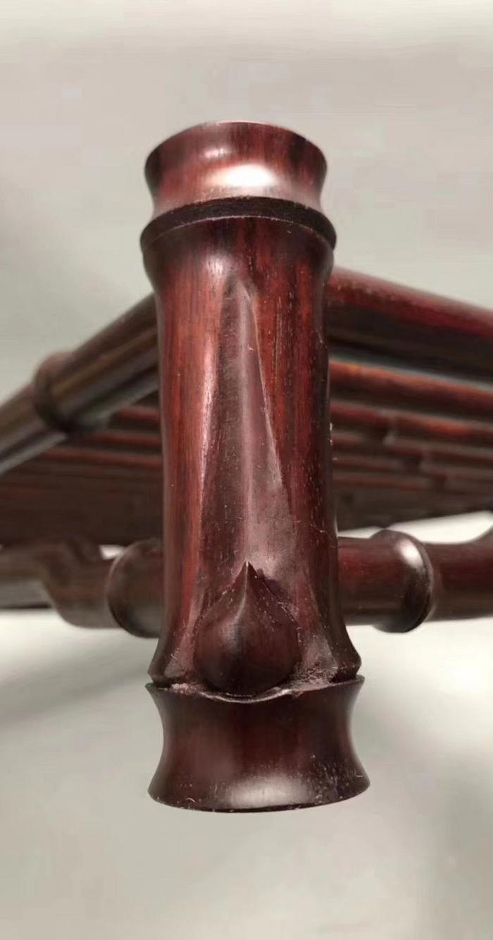 大个小叶紫檀木手工雕刻竹节形茶盘