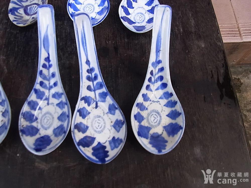 7个清晚民国青花瓷勺子