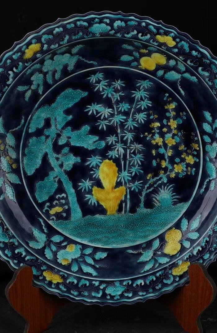 法华彩松竹梅盘 径43厘米