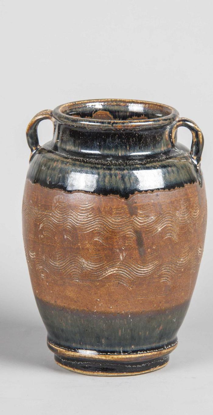 宋金时期黑釉水波纹双系罐