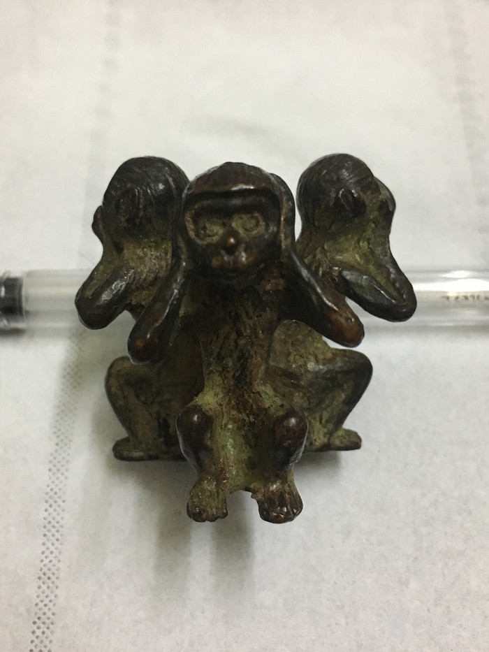 晚清,紫铜三不猴