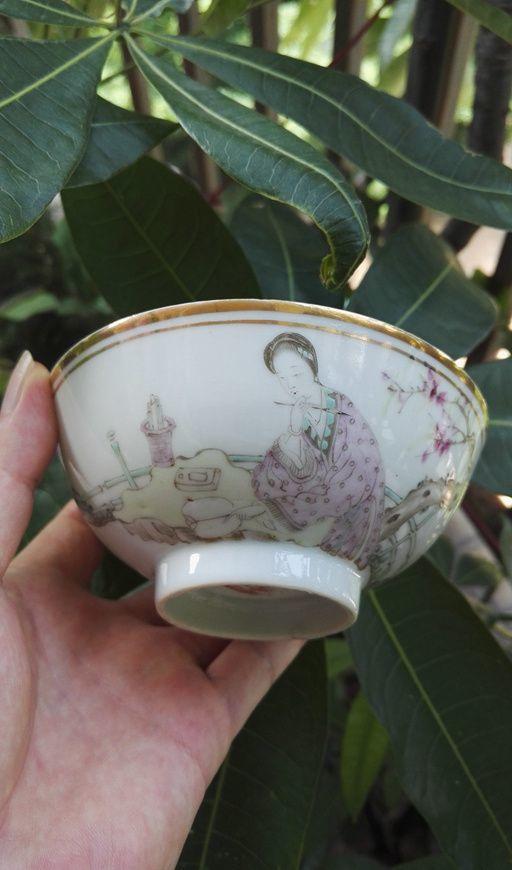瓷器 民国 大名家唐子桢精品,仕女人物碗.