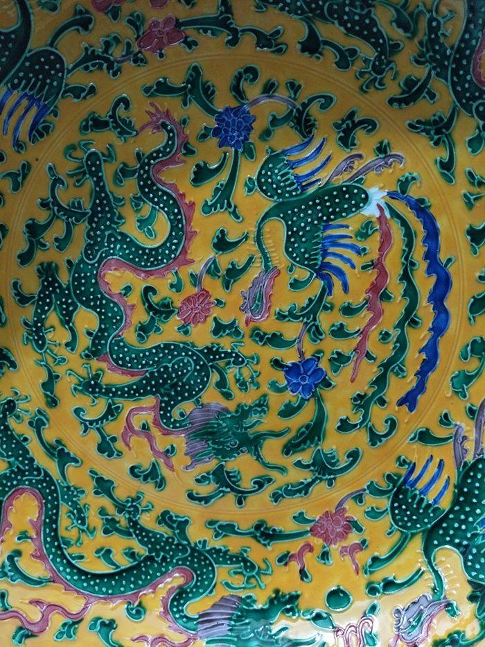 法华彩龙凤纹大盘