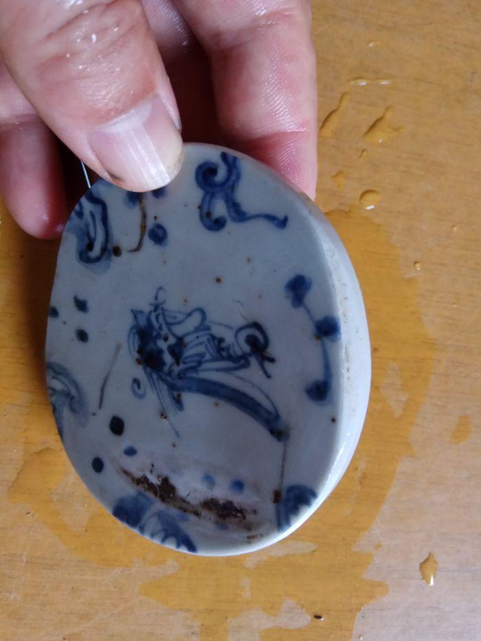 明代弘治仙人乘槎青花瓷片一块