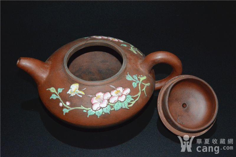 清代彩绘石瓢壶陈鸣德款老紫砂壶