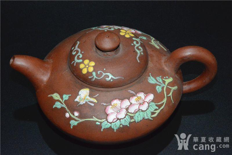 清代彩绘石瓢壶陈鸣德款老紫砂壶