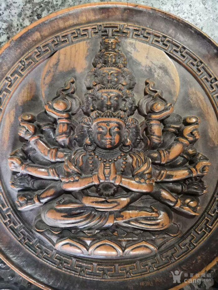 黄杨木雕刻小屏风摆件,《千手千面佛》