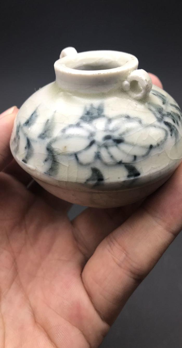 诚不欺你 元代青花缠枝花卉双耳文房水盂