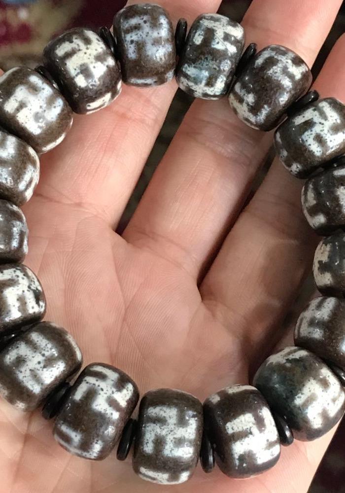 藏区回流天然万字老天zhu佛珠手串