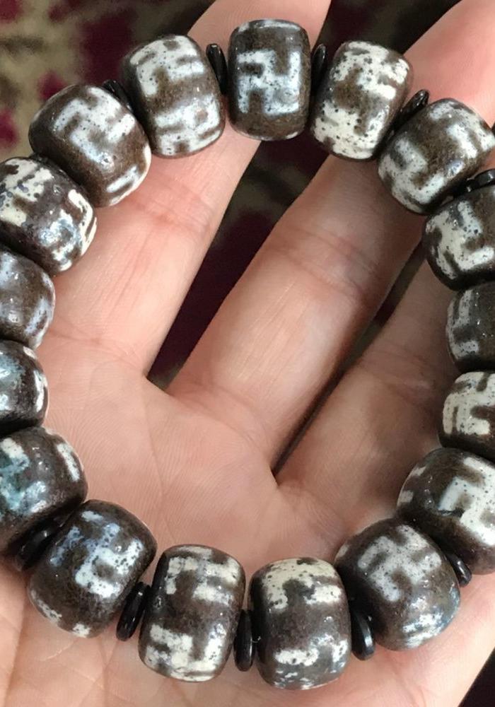 藏区回流天然万字老天zhu佛珠手串