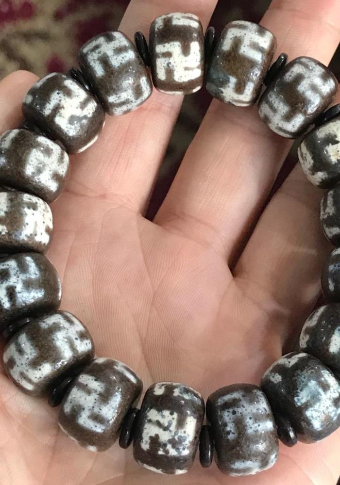 藏区回流天然万字老天zhu佛珠手串