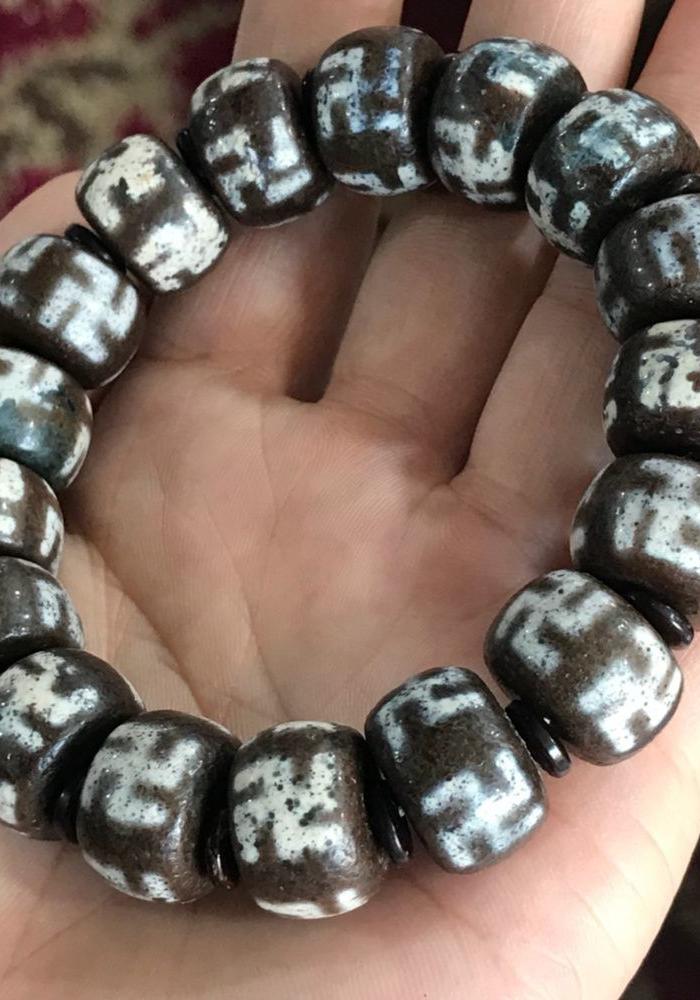 藏区回流天然万字老天zhu佛珠手串